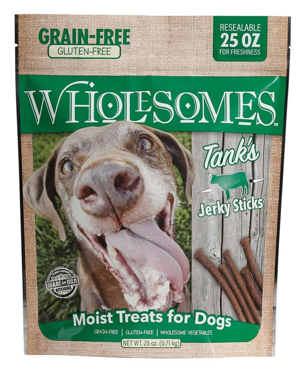 Wholesomes Tank's Beef Grain Free Jerky Sticks Moist Dog Treats 25 Oz