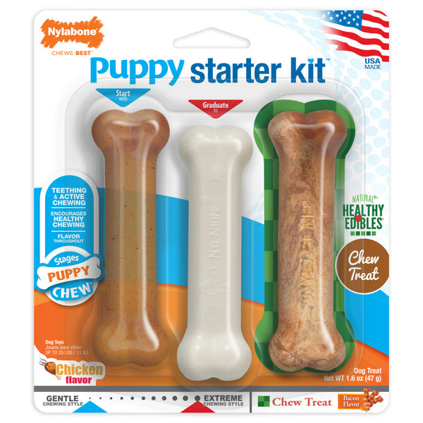 Nylabone Puppy Starter Kit Dog Chew Toys & Treat